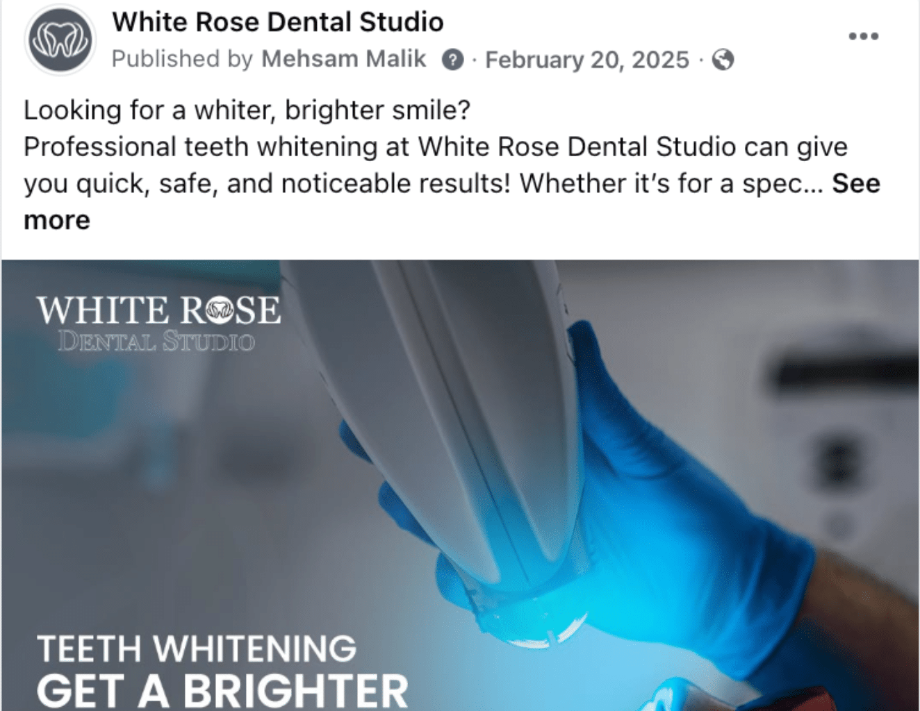 CASE STUDY white rose dental social media 2