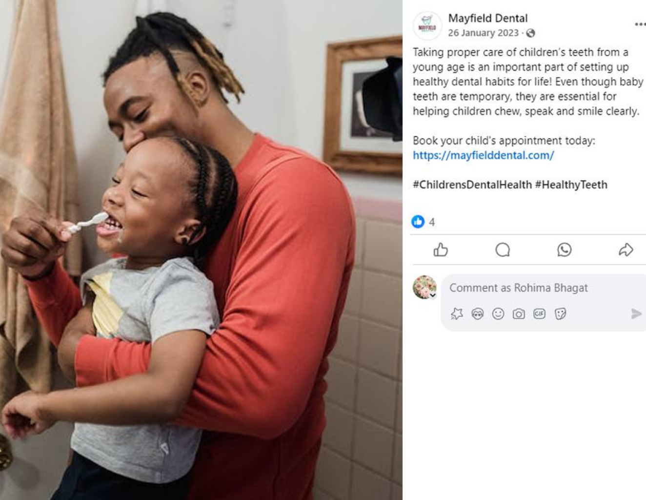 Mayfield dental social media case study before 4